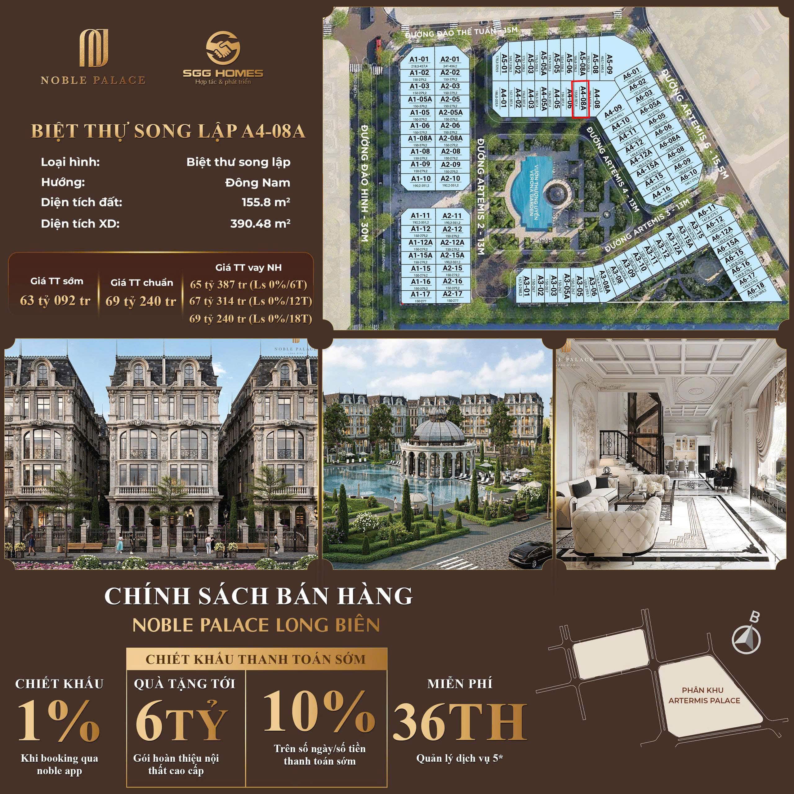 Biệt thự Song lập A4-08A Phân khu Artemis