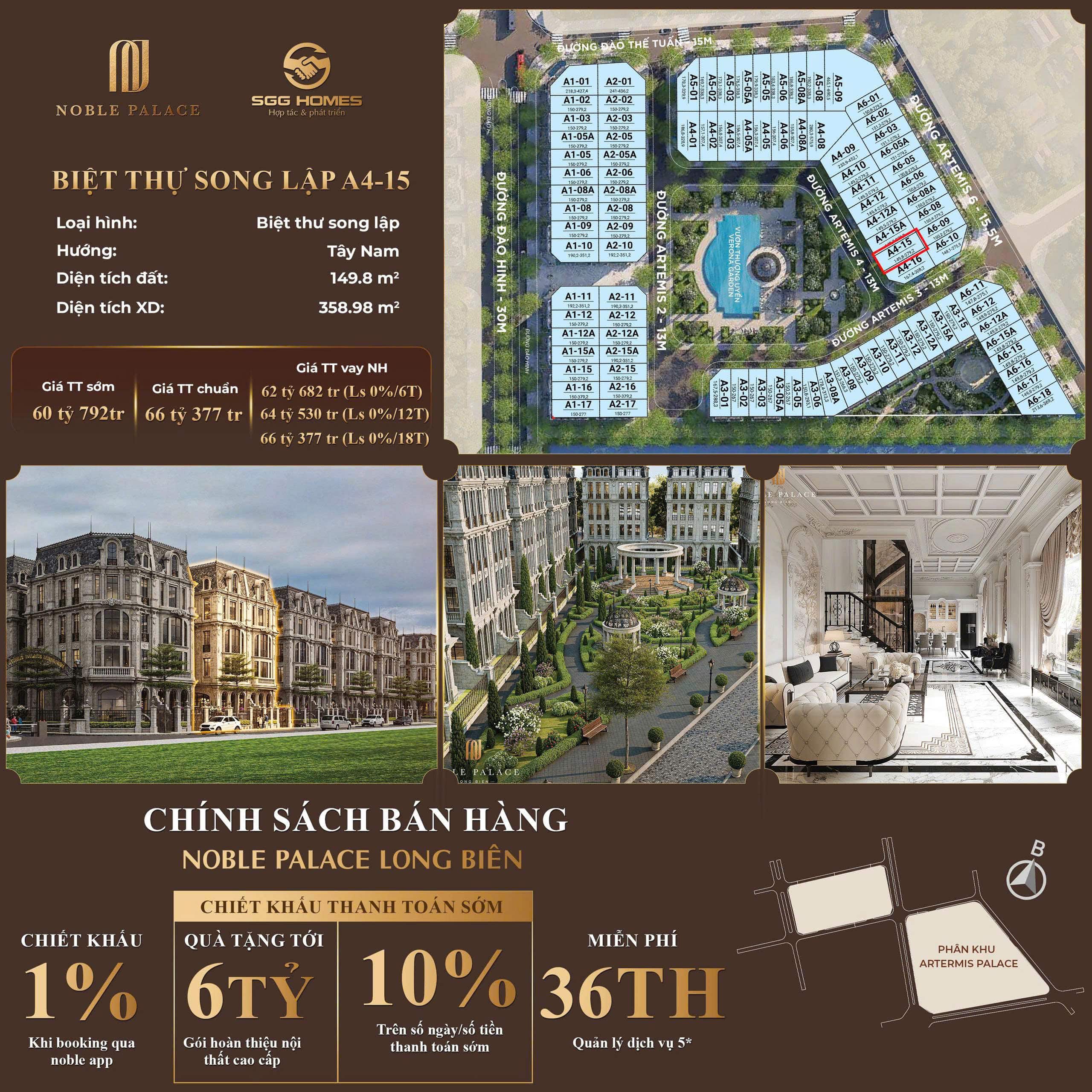 Biệt thự Song lập A4-15 Phân khu Artemis