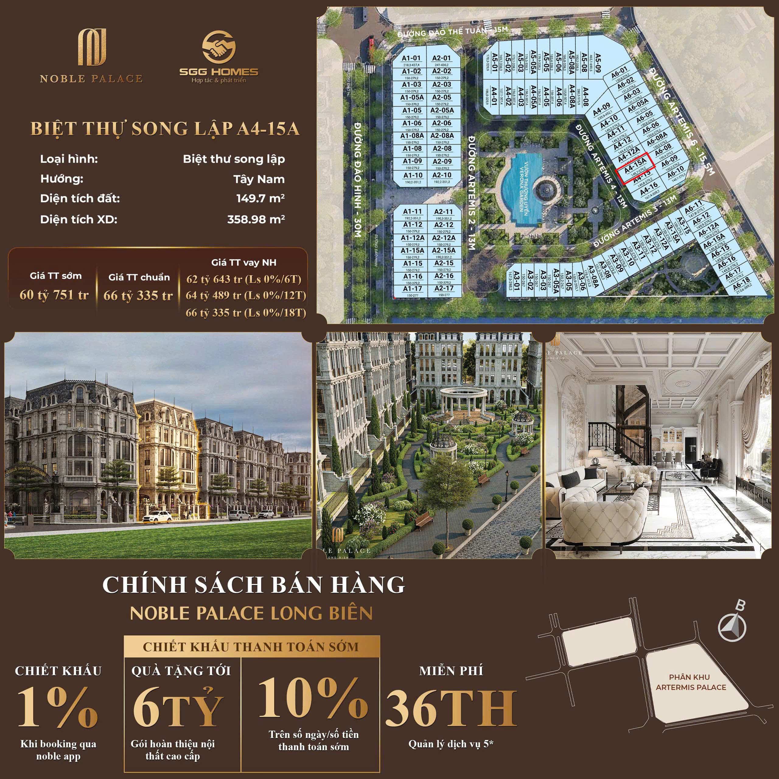 Biệt thự Song lập A4-15A Phân khu Artemis