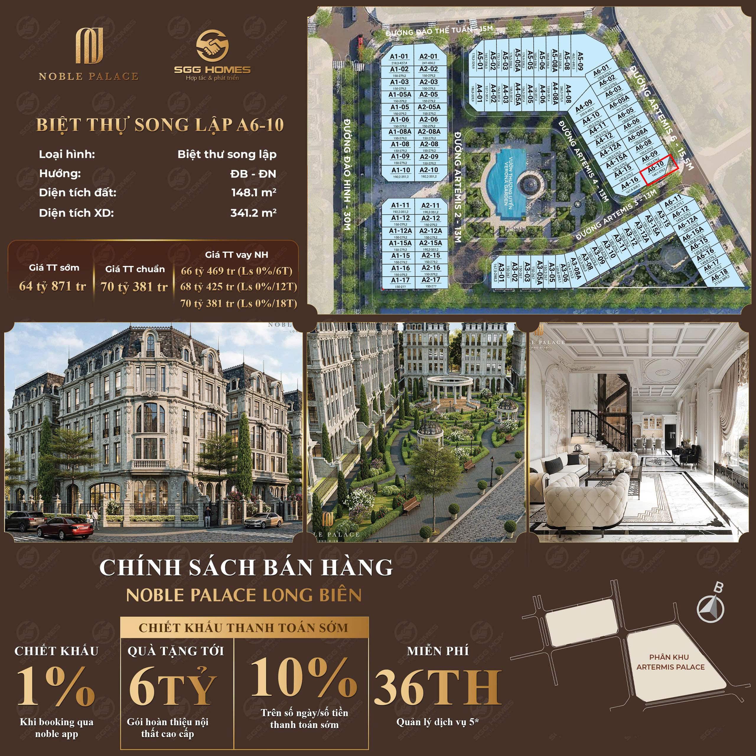Biệt thự Song lập A6-10 Phân khu Artemis